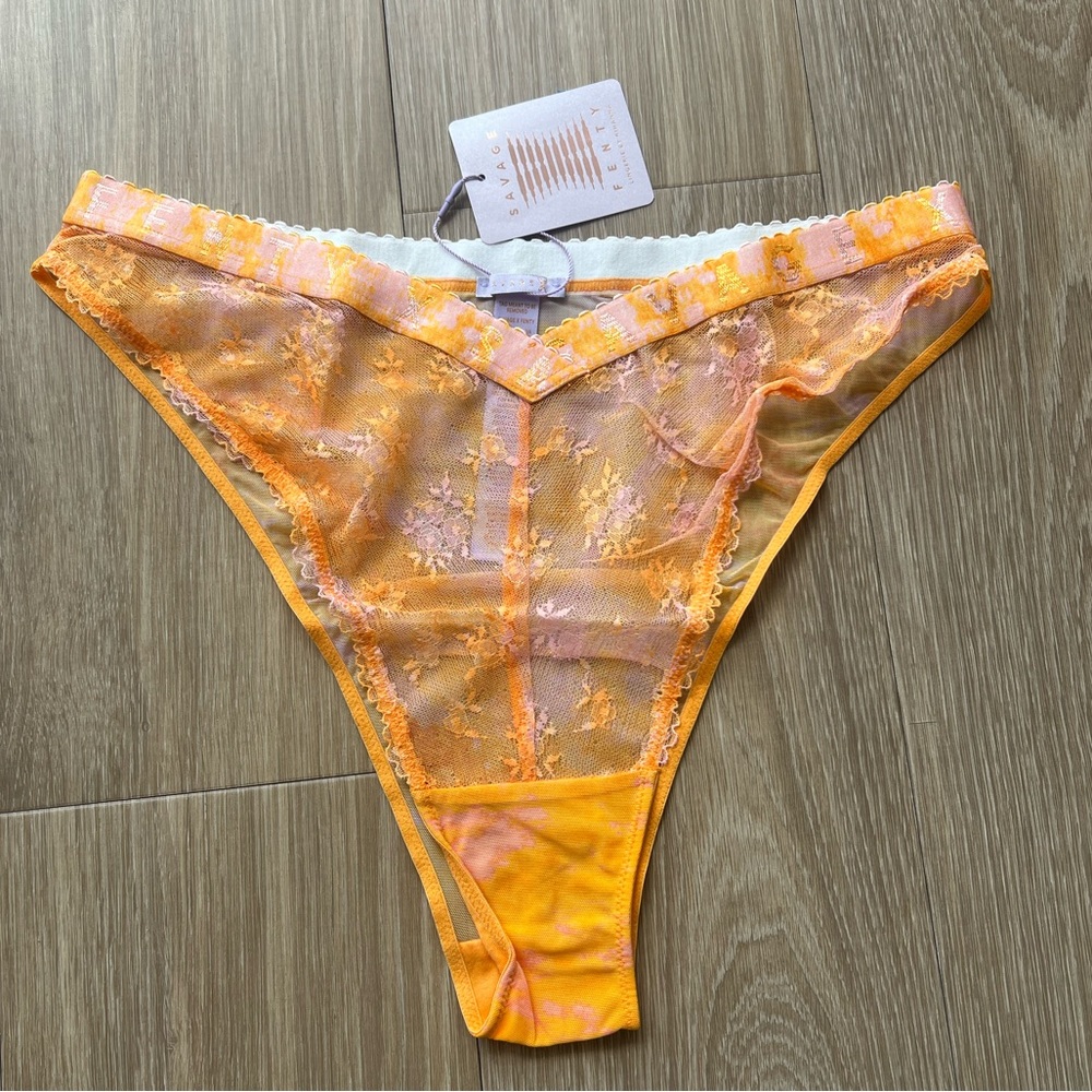 Savage X Fenty Size XL Orange Lace Panties Floral